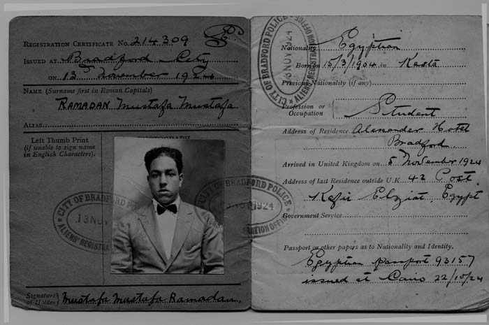 Dad Foriegn Residence card Bradford 1924